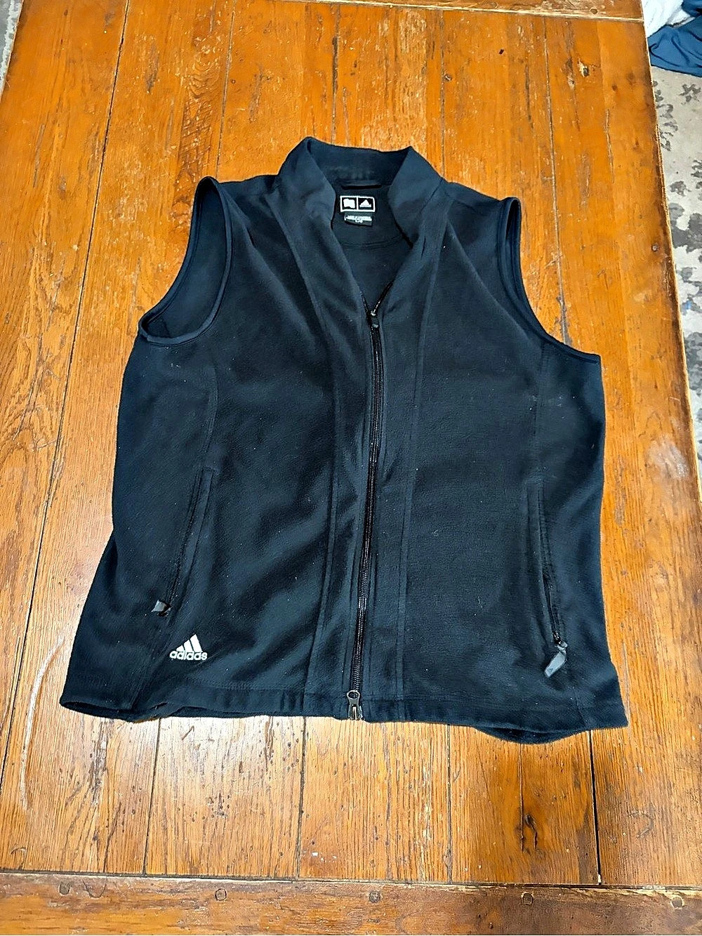 adidas Men's Black Fleece Zip Vest Size Large